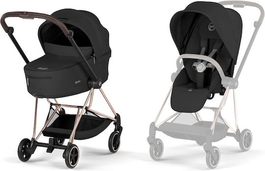 Cybex Mios Comfort Ρυθμιζόμενο Καρότσι 2 σε 1 Kατάλληλο για Nεογέννητο Sepia Black / Rosegold Frame 9.8kg