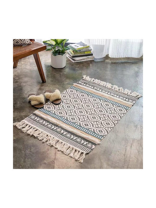 FRIPIA Wohnzimmer Teppich Rechteckiges Sommer Baumwollteppich mit Fransen Gelb 60x90cm