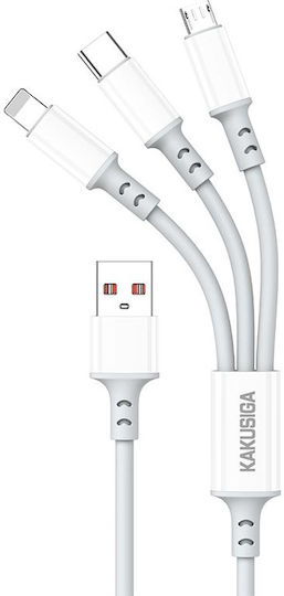 Kakusiga Mehrere Anschlusskabel USB zu Typ-C Lightning Micro-USB Kabel 5A Weiß 1.2m KSC-1025