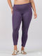Women's Cropped High Waist Purple Leggings