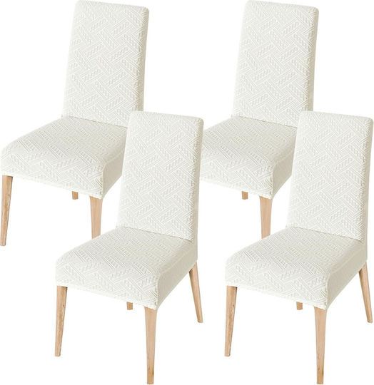 Husă Elastică Decorativă Protectoare Pentru Scaun Bej 4 Bucăți Husă Elastică Decorativă Protectoare Pentru Scaun Bej 4 Bucăți