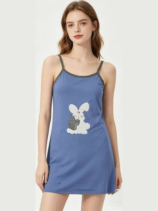 Goodnight Summer Cotton Women's Nightgown Blue
