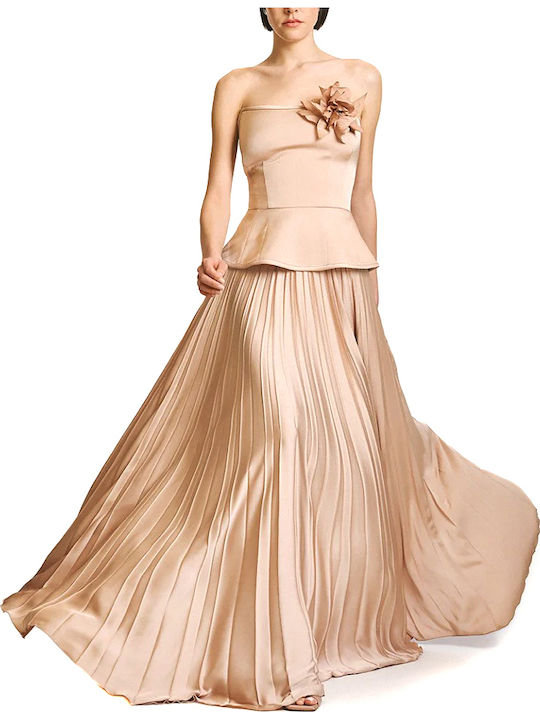 Access Saten Plissierte Maxi Damenrock Beige Access Saten Plissierte Maxi Damenrock Beige