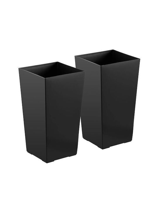 Vivatechnix Set of 2 Plastic Flower Pots Black