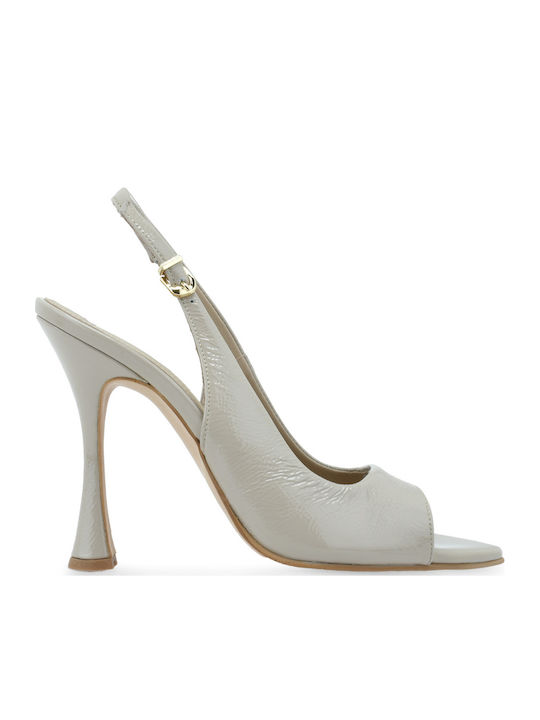 Leather Heels with High Brown Heel