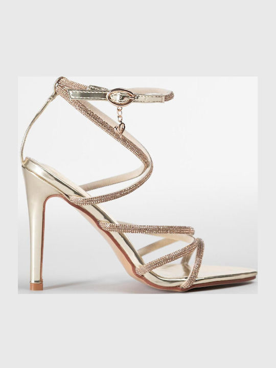 Women's Sandals with Strass Gold