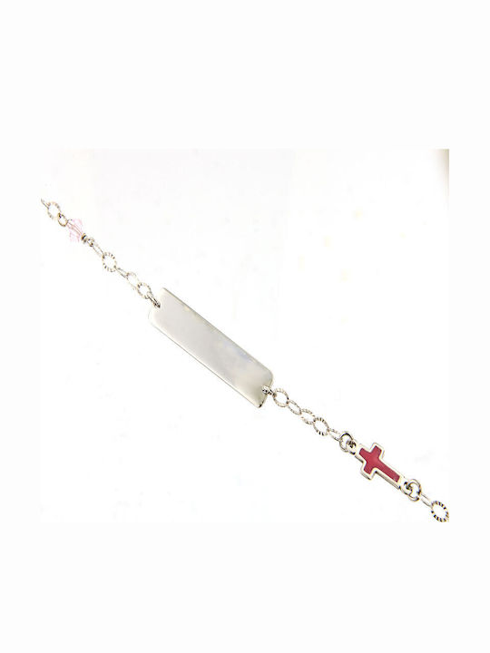 Ios Kids Bracelet ID Silver With Stones & Cross