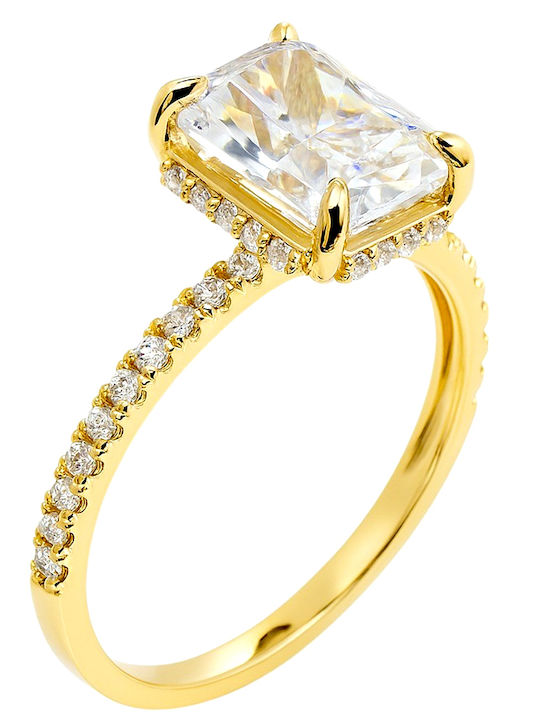 Xrisokosmima Single Stone Ring in 14K Gold with Zircon