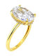 Xrisokosmima Single Stone Ring From 14K Gold With Zircon