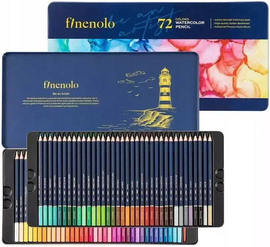 Finenolo Creioane Colorate Acuarelă Cutie Metalică 72 Culori