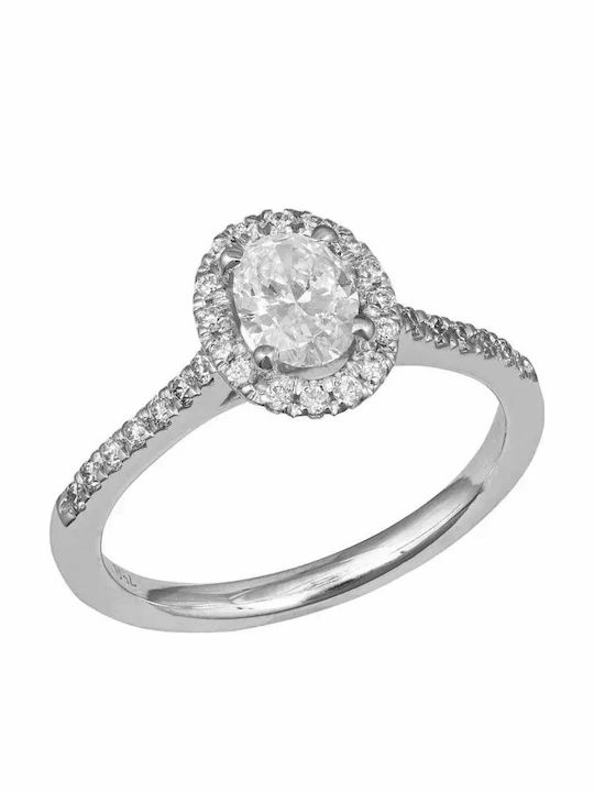 Women's Ring with Diamond in 18K White Gold