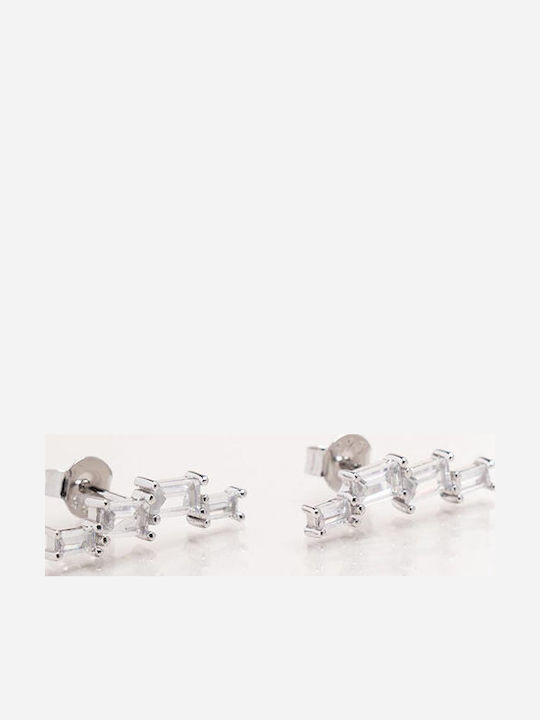 Late Again Stud Earrings Made of Silver Gold Plated with Stones