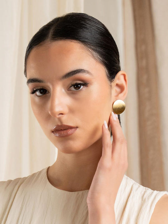 Late Again Gold Plated Steel Stud Earrings