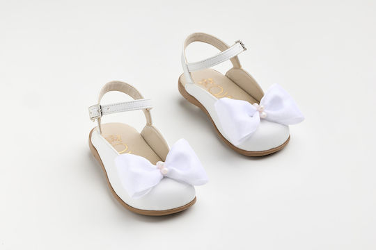 Ever Kid Pantofi De Botez Din Piele Sandale Albe