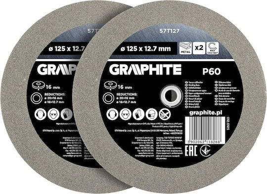 Graphite Grinding Discs 125 X 20 16 12.7 X 16 Mm P60 2 Pcs