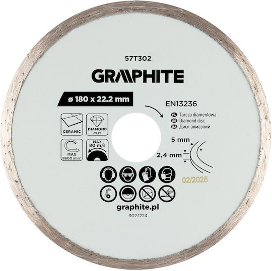 Graphite Diamant Schleifscheibe Voll 180 X 22,2 Mm Nassgebrauch