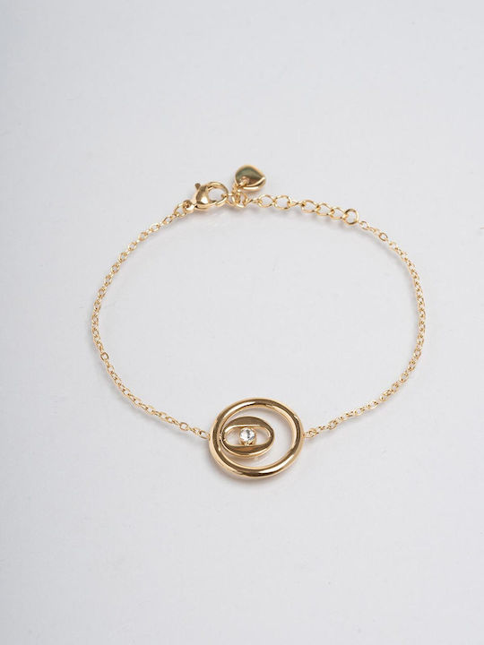 Late Again Women's Chain Bracelet Made of Stainless Steel Gold Plated 19.5cm