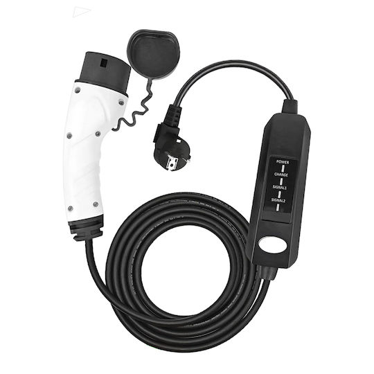 Avizar Cablu Încărcare Auto Tip 2 230v 13a 2 Moduri Ștecher Schuko 3.7kw Negru Alb