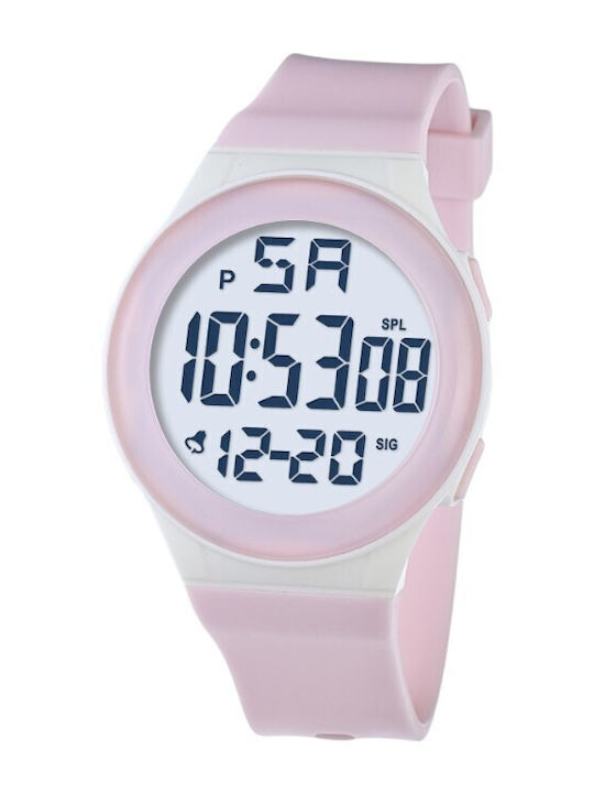 Digital Men's Watch 42mm Battery With Pink Metal Bracelet