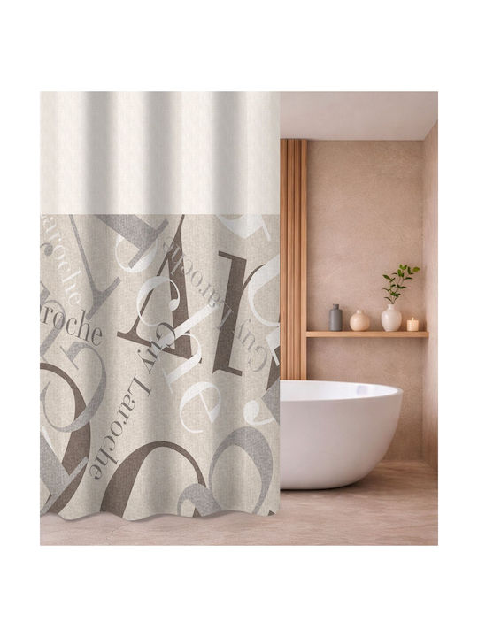 Guy Laroche Passport Shower Curtain Fabric with Grommets 240x185cm Beige