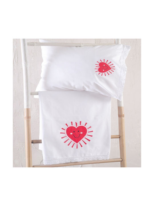 Rythmos Set Baby Sheets Crib Cotton Loveheart W...