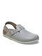 Birkenstock Δερμάτινα Ανατομικά Σαμπό Γκρι