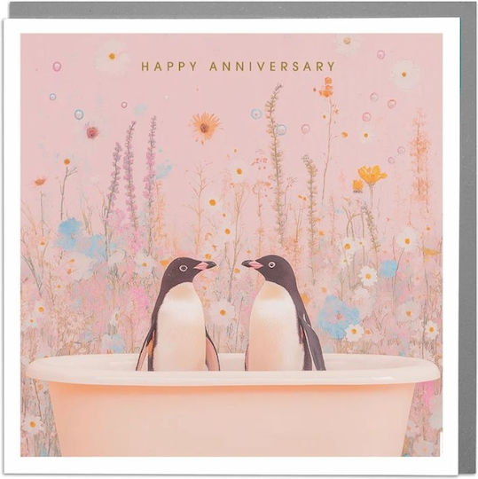 Ευχετήρια Κάρτα Φάκελο Happy Anniversary Penguin/15x15 Lola Desing