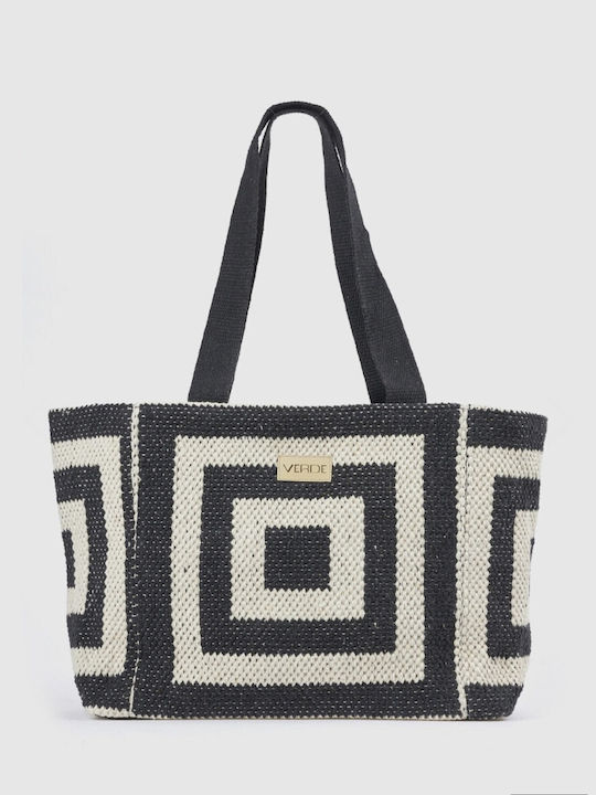 Rattan Gestrickte Damen Schultertasche Schwarz