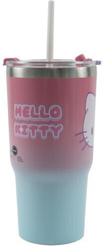Gim Hello Kitty Παιδικό Παγούρι Θερμός Ανοξείδωτο με Καλαμάκι Διάφανο 520ml