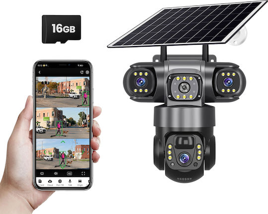 TN-113 Cameră de Supraveghere IP Triplu Wi-Fi/4G Full HD+ 5MP Impermeabilă cu Baterie și Obiectiv 4mm