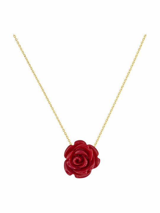 Atofio Kosmima Necklace With Flower Design In 9 K Red Gold