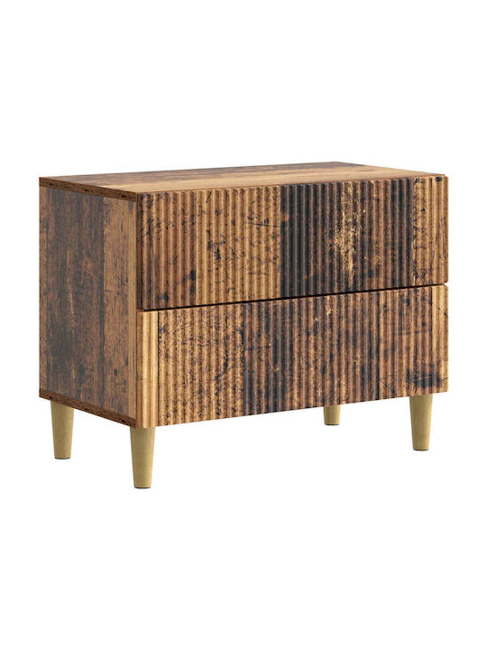 Wooden Bedside Table Brown 62x34.5x48cm