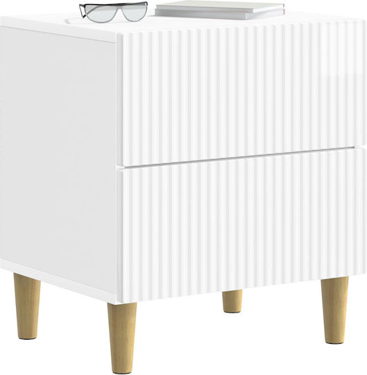 Wooden Bedside Table White 43x34.5x48cm