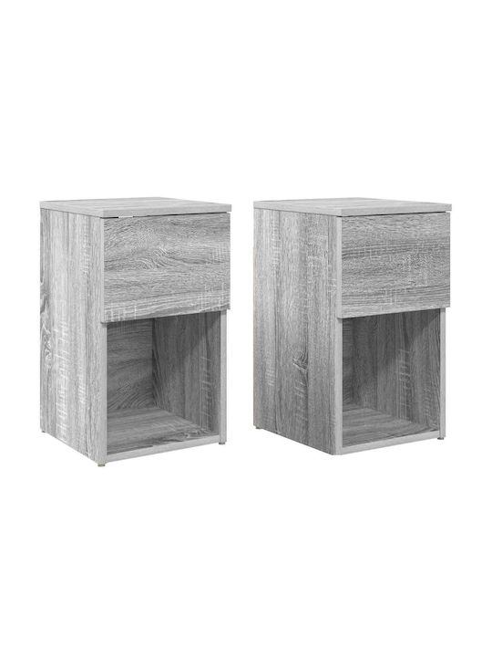 Nachttische Holz Grau 2Stücke 29x31.5x49cm