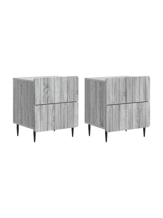 Gray Wooden Bedside Tables 2 Pieces 43x34.5x49.5cm
