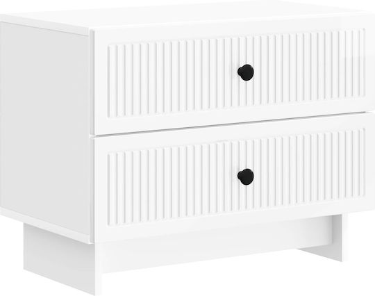 White Wooden Bedside Table 62x34.5x47.5cm
