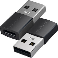Satechi Pack 2 Usb-a To Usb-c Adapters Usb 3.0 10 Gbps Compact Aluminum Black Silver Satechi Pack 2 Usb-a To Usb-c Adapters Usb 3.0 10 Gbps Compact Aluminum Black Silver