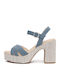 Damen Sandalen Blau Leder