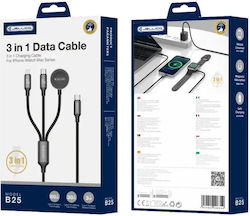 Jellico Mehrere Anschlusskabel B25 3in1 Apple Watch 3.1a 1,2 m Schwarzes Jellico Mehrere Anschlusskabel B25 3in1 Apple Watch 3.1a 1,2 m Schwarzes