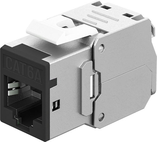 Goobay Keystone Module Rj45 77943 Cat 6a Stp Slim Toolfree Ασημί Μαύρο Dm131120