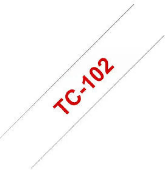 Brother P-touch Tc-102 Roșu Pe Transparent 12 Mm