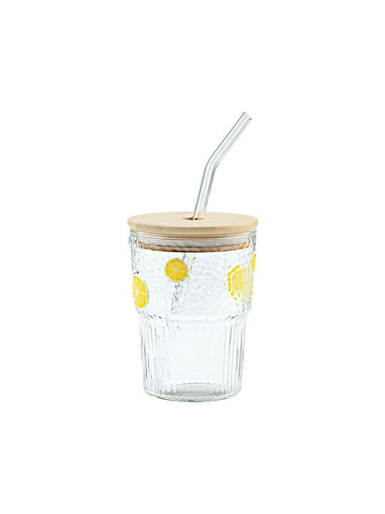 Estia Lemoni Water Glass in Yellow with Straw 420ml
