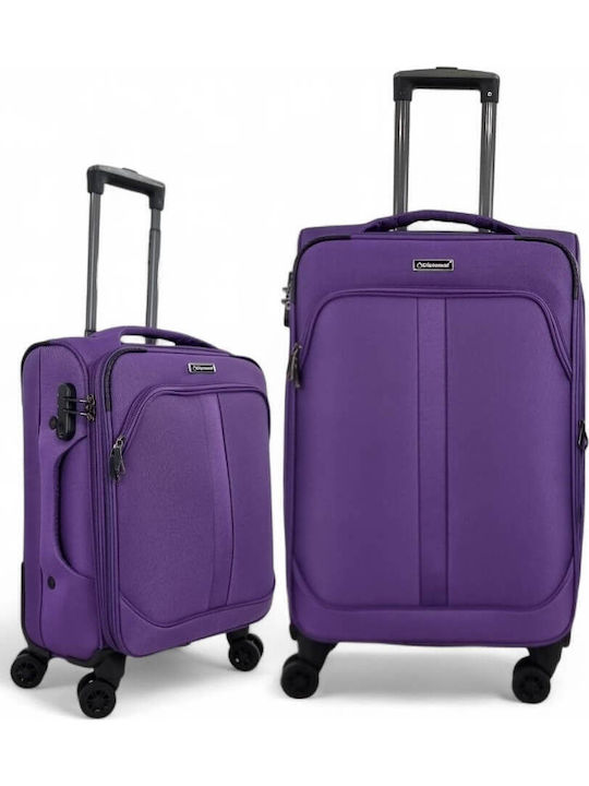 Diplomat Set The Lisbon Collection Fabric Purple Suitcases With 4 Wheels Set 2pcs