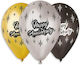 Μπαλόνι Λάτεξ Happy Anniversary 13″ Τμχ Ασημί & Ανθρακί Συσκ 5 Τμχ