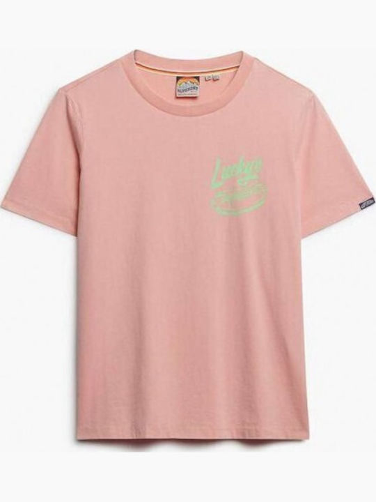 Superdry D2 Ovin Women's T-shirt Peach Amber Pink