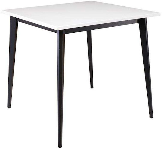 Vidal Kitchen Table Wooden with Metal Frame Black 80x80x74cm E0686 S5