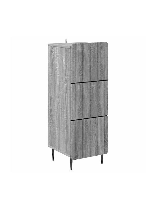 Kommode Schlafzimmer Holz mit 3 Schubladen Grau Sonoma 33x34.5x92cm