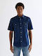 Short Sleeve Denim Shirt Dark Blue