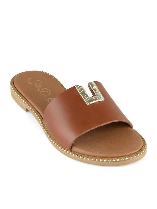Silia D Leather Women's Flat Sandals Brown