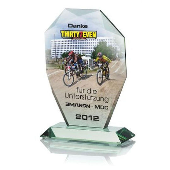 Glass Trophy Luxorjet Color Print Engraving Paint Filling Case